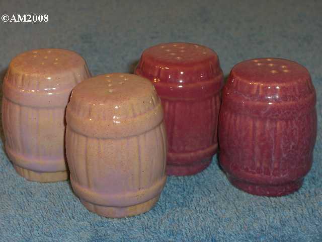 Frankoma barrel shakers glazed redbud